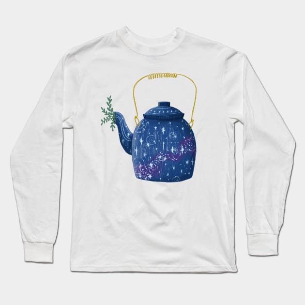 Flower Tea Pot Long Sleeve T-Shirt by Auvrea Studio